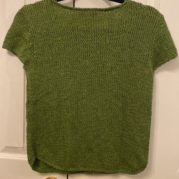 Talbots Petites size Small green keyhole neck short-sleeve sweater - Picture 2 of 4